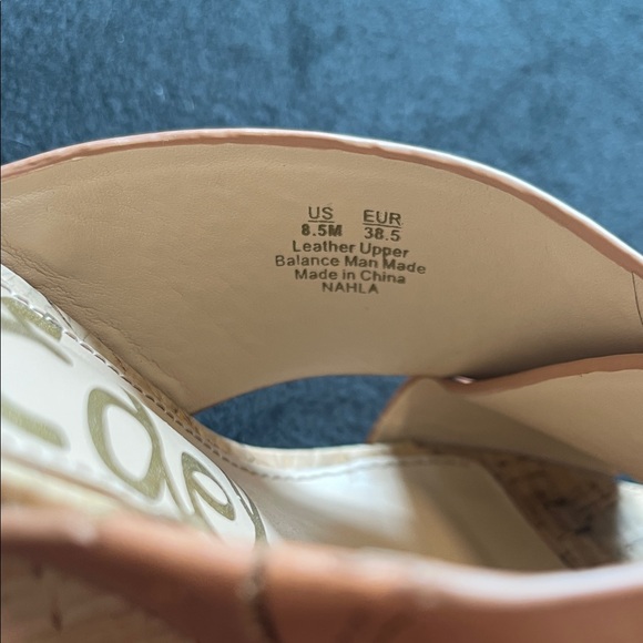 Sam Edelman Nahla Tan Brown Crisscross Leather Wedge Sandals 8.5 women’s - Picture 8 of 9